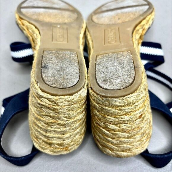 Chaps Dacey Blue Fabric Elastic Open Toe Espadrille Wedge Womens‎ Size 6.5 M - Picture 9 of 11